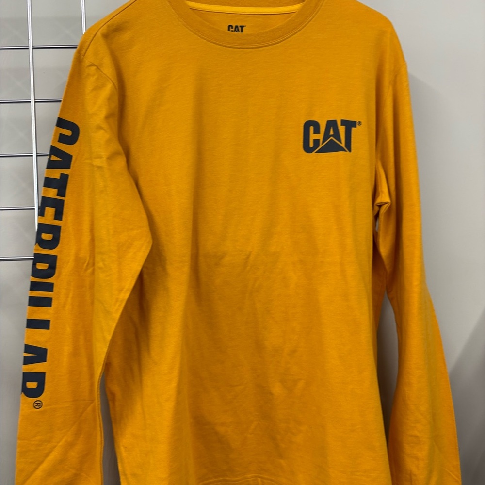Caterpillar Long Sleeve Crewneck Tee in Mustard